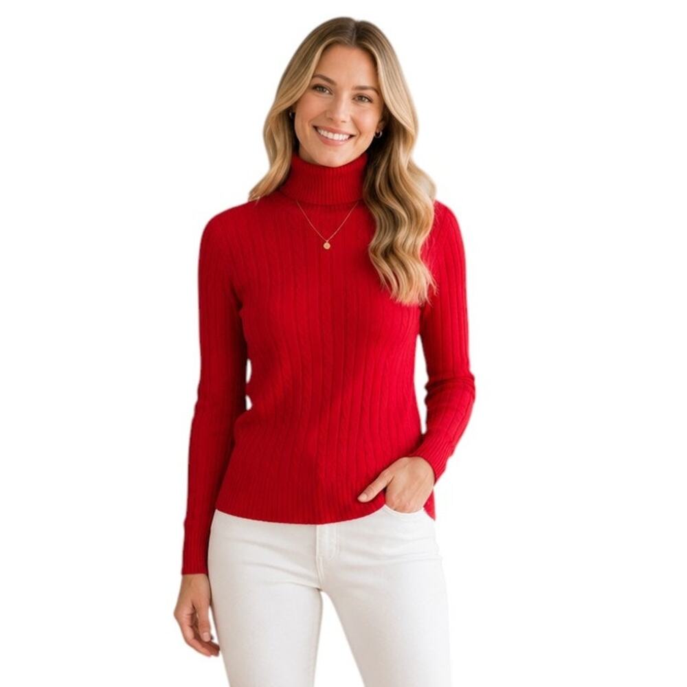Izod Red Turtle Neck Long Sleeve Sweater Top, L